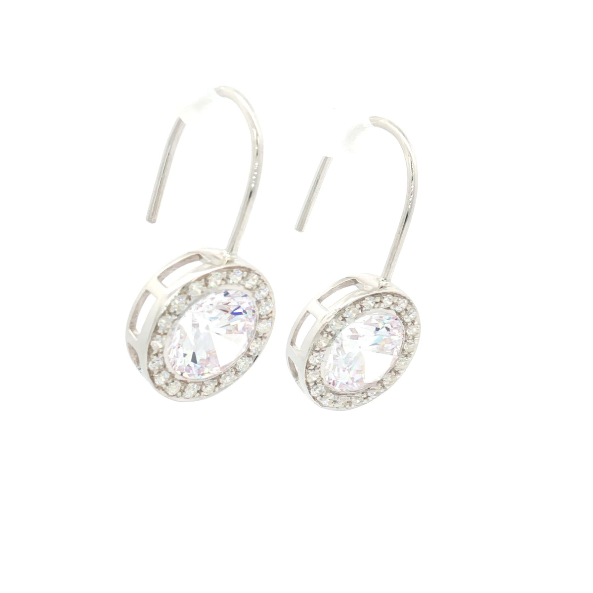 Round Halo Drop Earrings