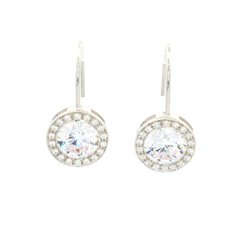 Round Halo Drop Earrings