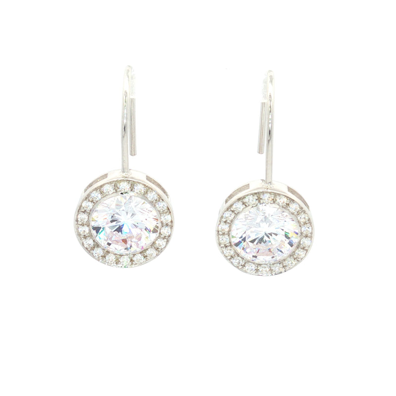 Round Halo Drop Earrings