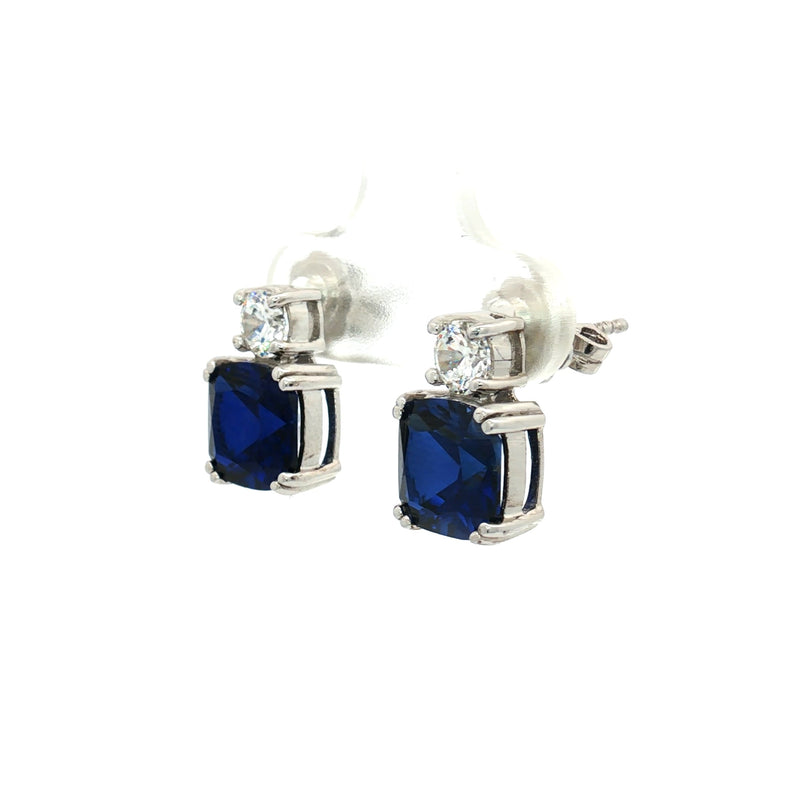 Meghan Cushion Stud Earrings with Sapphire Stone