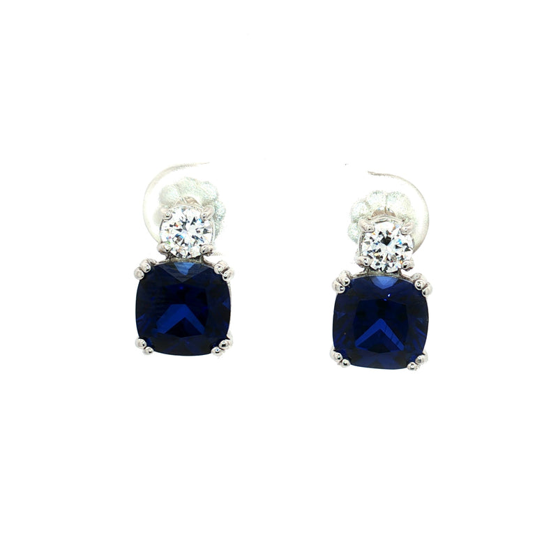Meghan Cushion Stud Earrings with Sapphire Stone