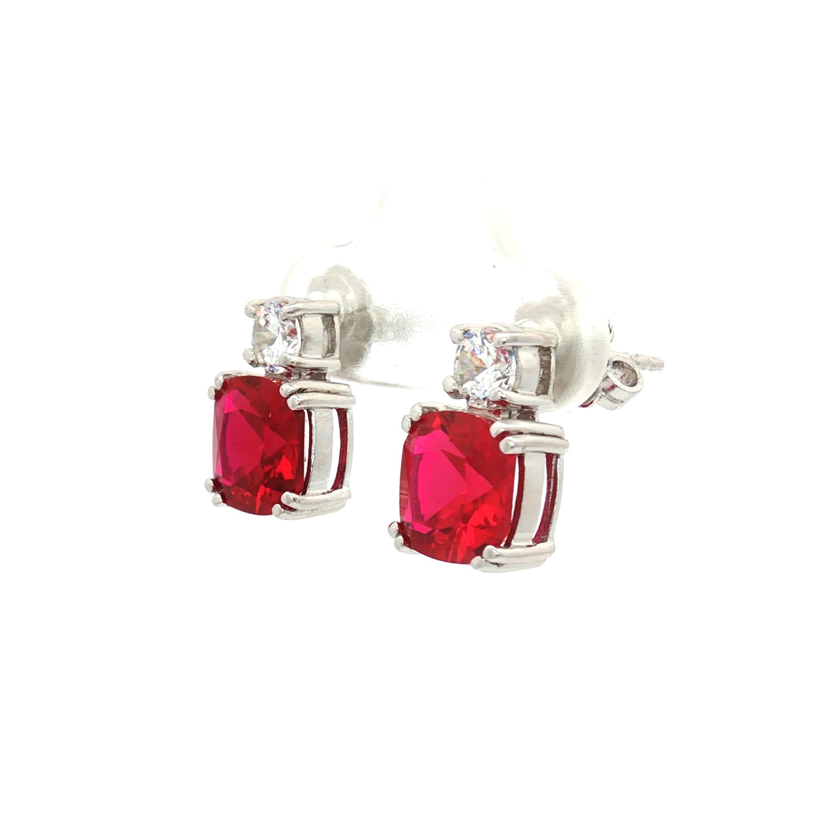Meghan Cushion Stud Earrings with Ruby Stone