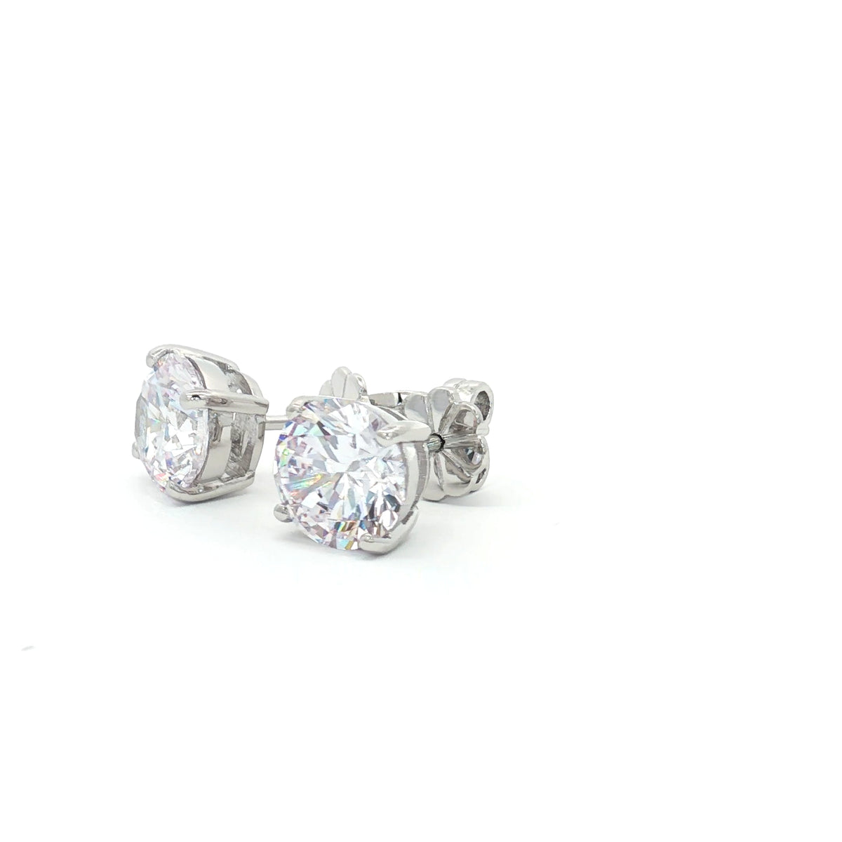 Luxe Brilliant Cut Stud Earrings with Four Prongs