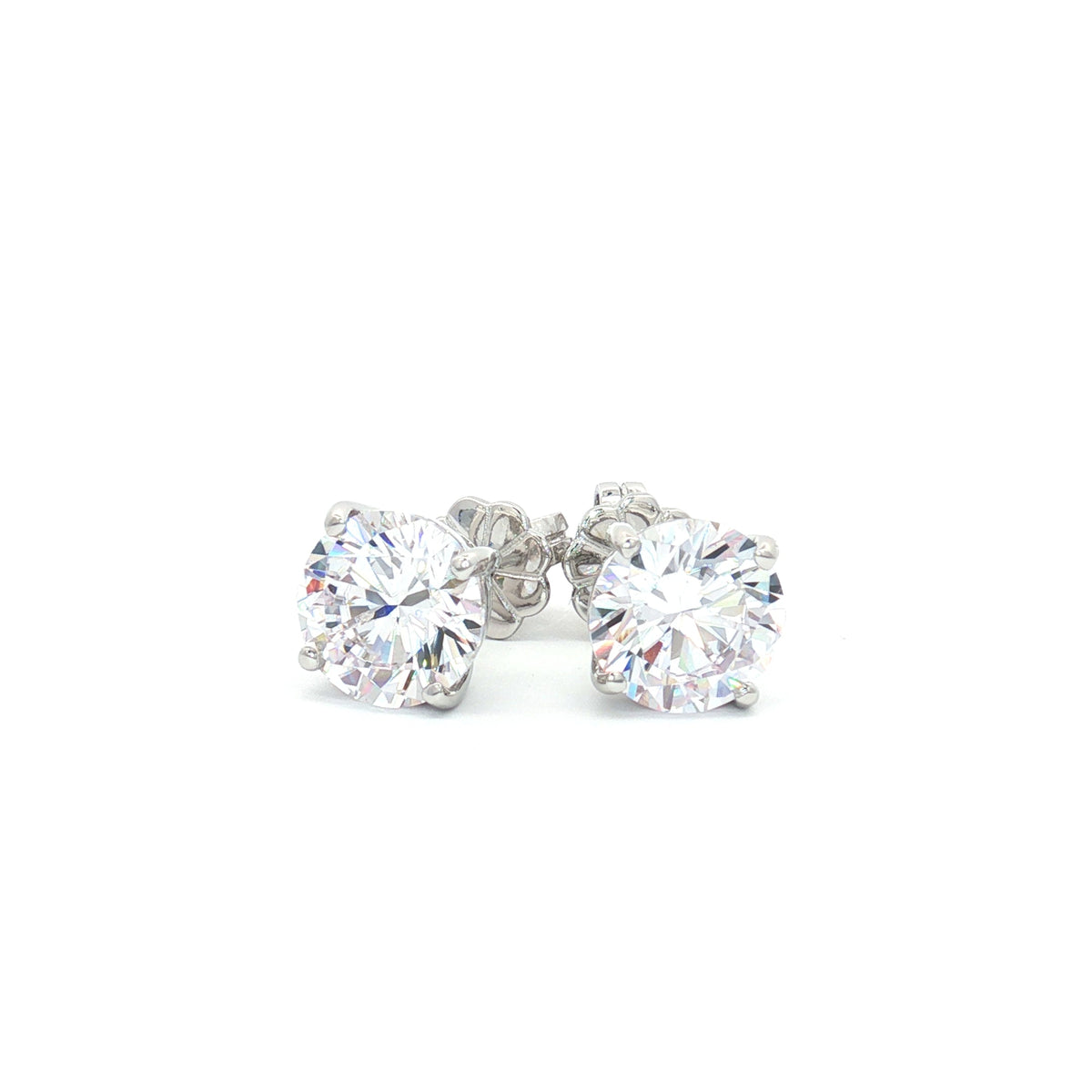 Luxe Brilliant Cut Stud Earrings with Four Prongs