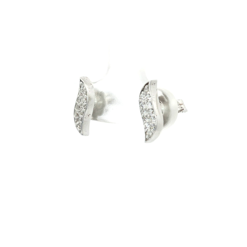 Leaf Shaped Pave Stud Earrings