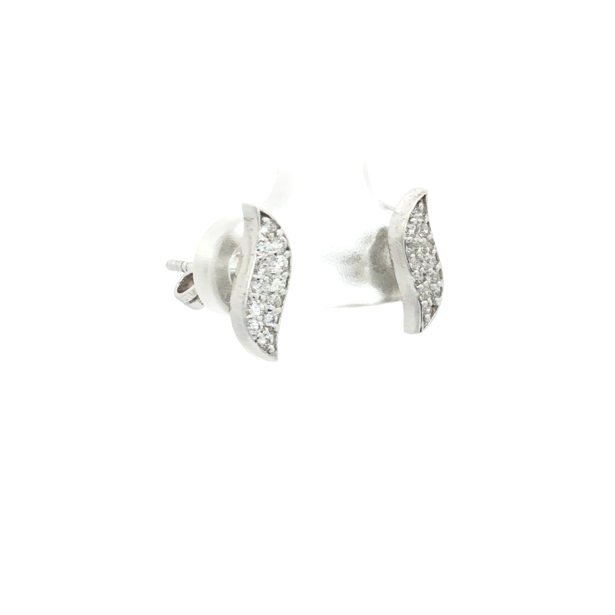 Leaf Shaped Pave Stud Earrings