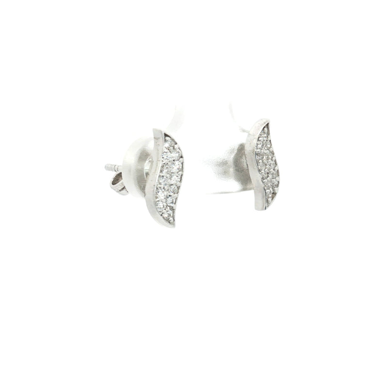 Leaf Shaped Pave Stud Earrings
