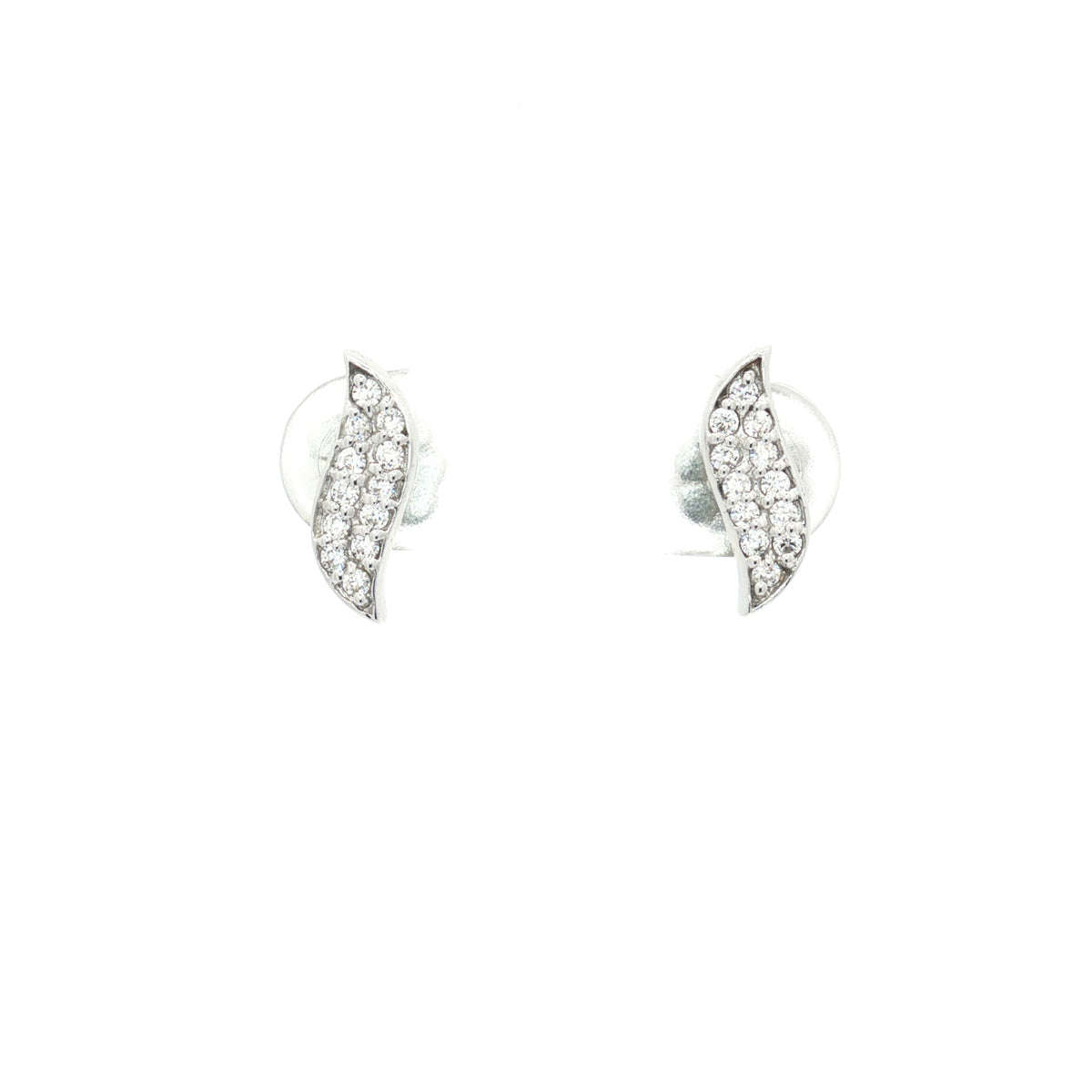 Leaf Shaped Pave Stud Earrings