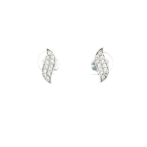Leaf Shaped Pave Stud Earrings