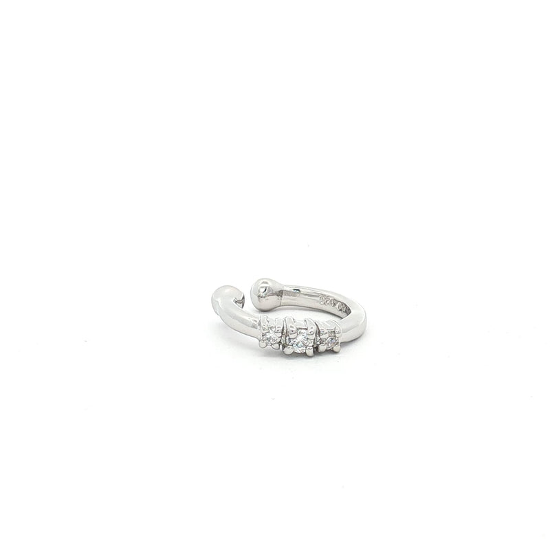 Three Stone Helix Cuff Earring