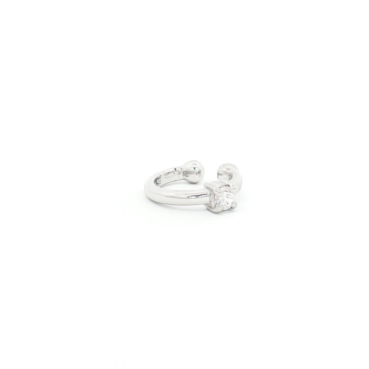 Single Solitaire Helix Cuff Earring