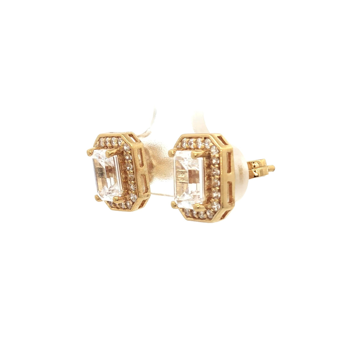 Emerald Cut Halo Earrings