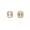 Emerald Cut Halo Earrings