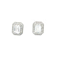 Emerald Cut Halo Earrings