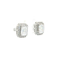 Emerald Cut Halo Earrings