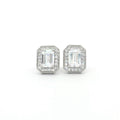 Emerald Cut Halo Earrings