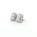 Emerald Cut Halo Earrings