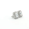 Emerald Cut Halo Earrings
