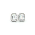 Emerald Cut Halo Earrings