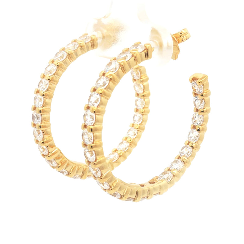 Luxe Diamond Hoop Earrings with Inner Diamonds