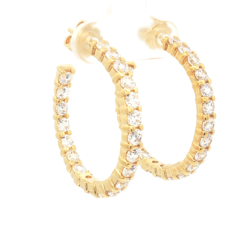 Luxe Diamond Hoop Earrings with Inner Diamonds