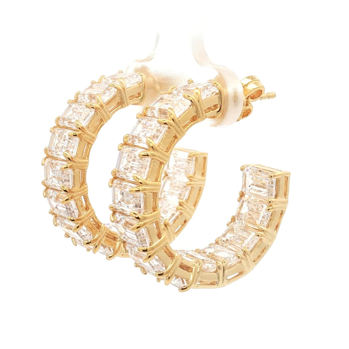 Emerald Cut Hoop Earrings