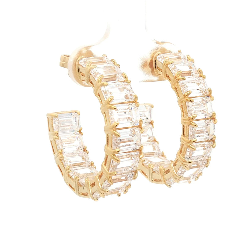 Emerald Cut Hoop Earrings