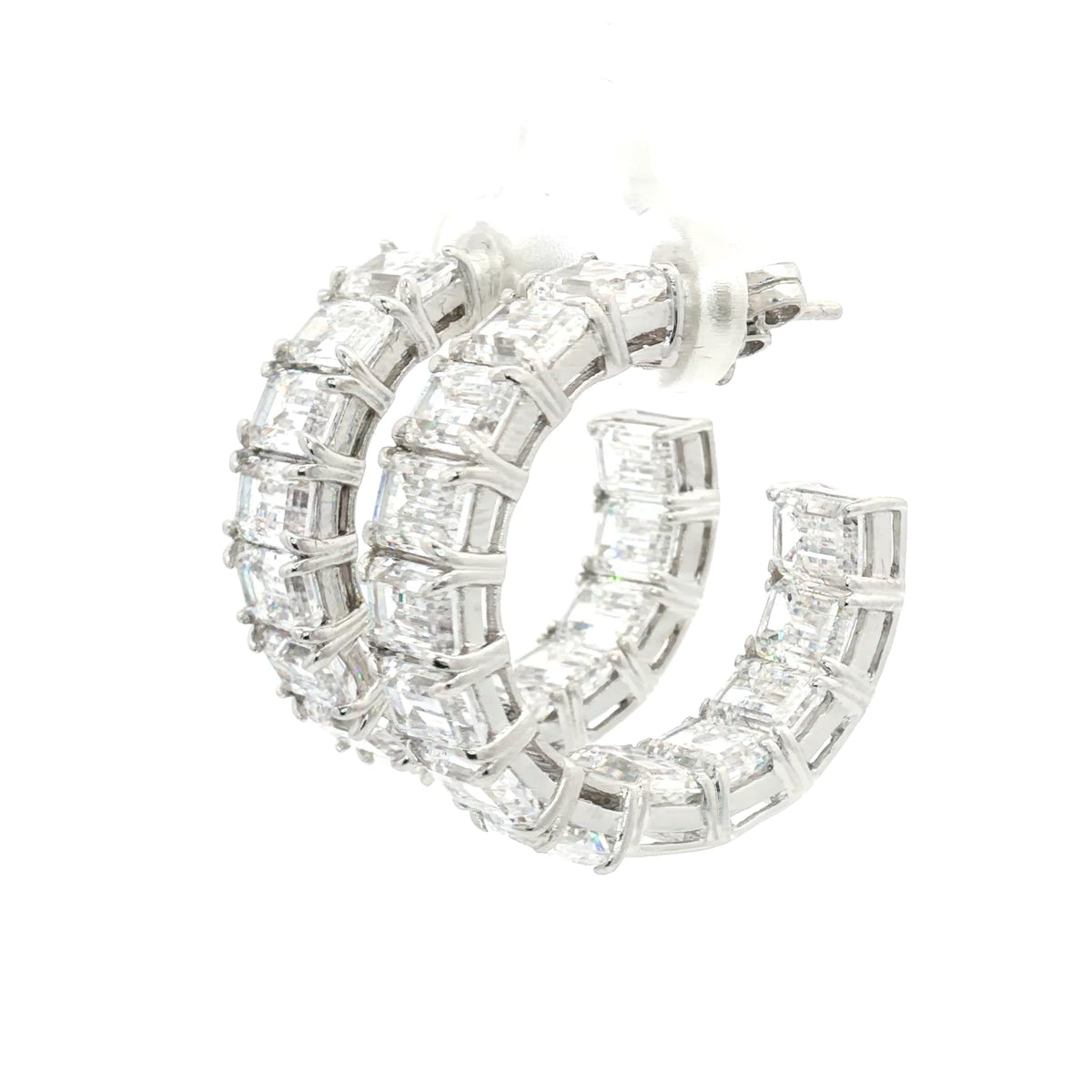 Emerald Cut Hoop Earrings