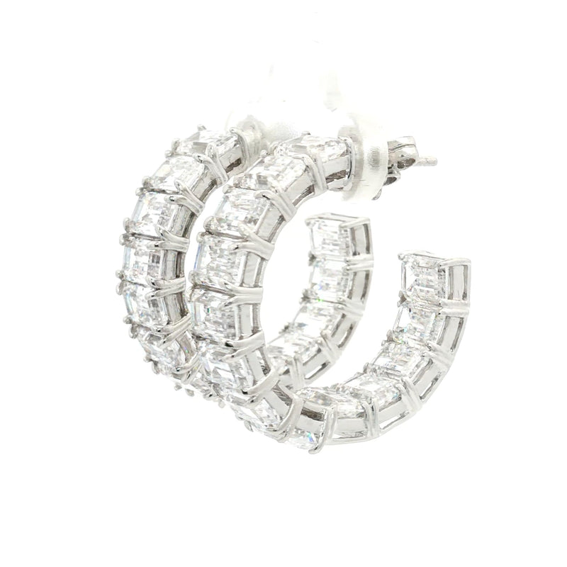 Emerald Cut Hoop Earrings