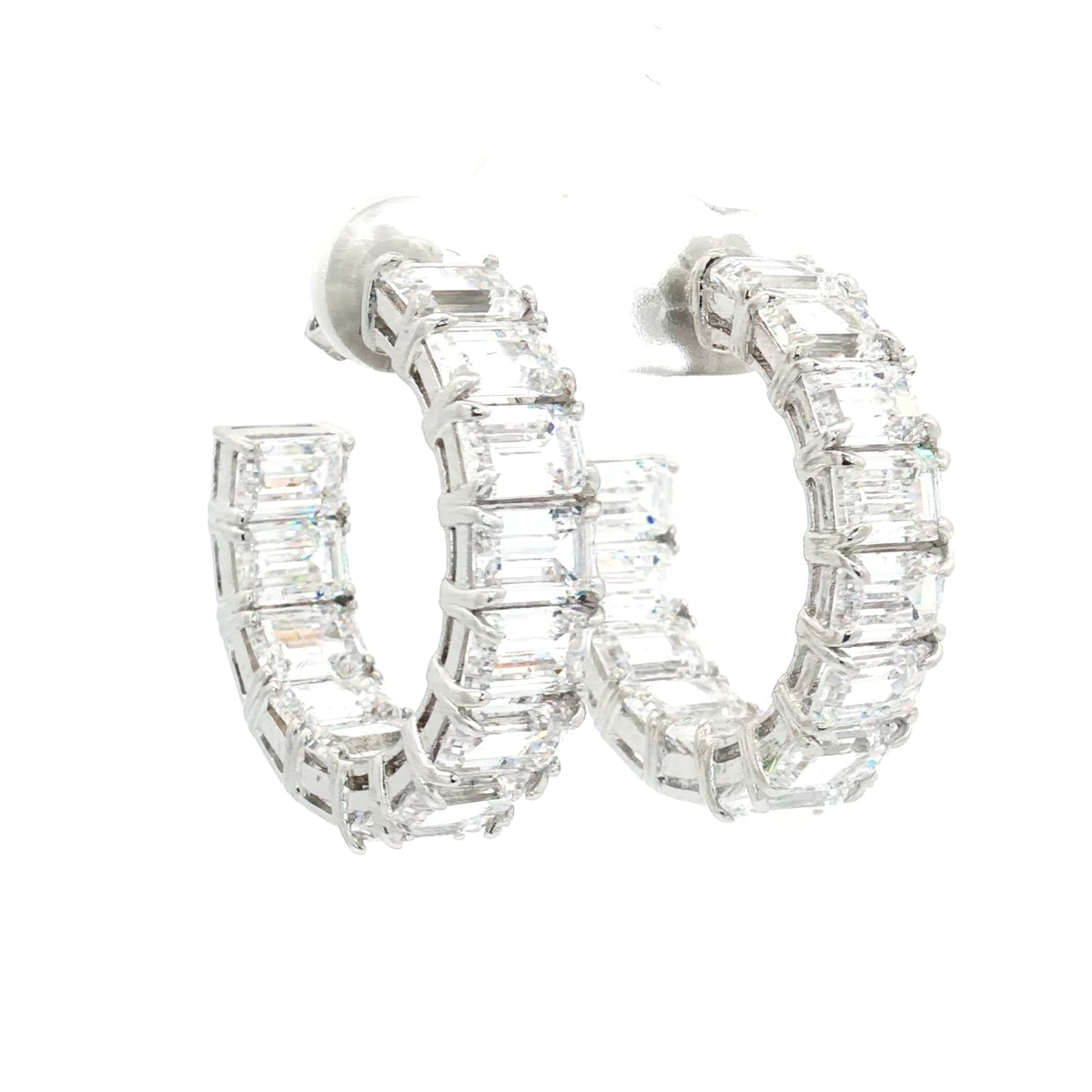 Emerald Cut Hoop Earrings