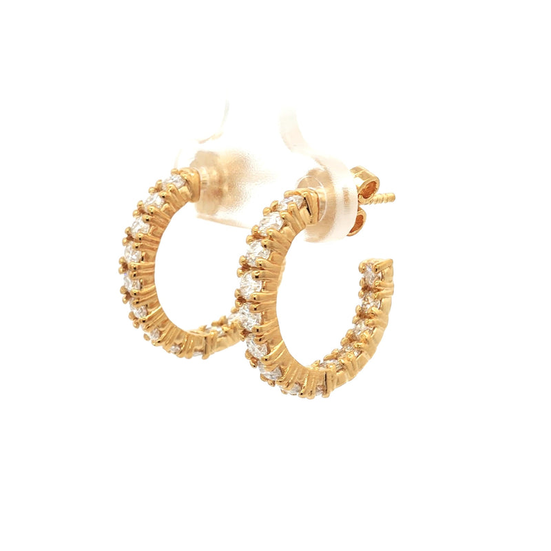 Diamond Hoop Earrings with Inner Diamonds