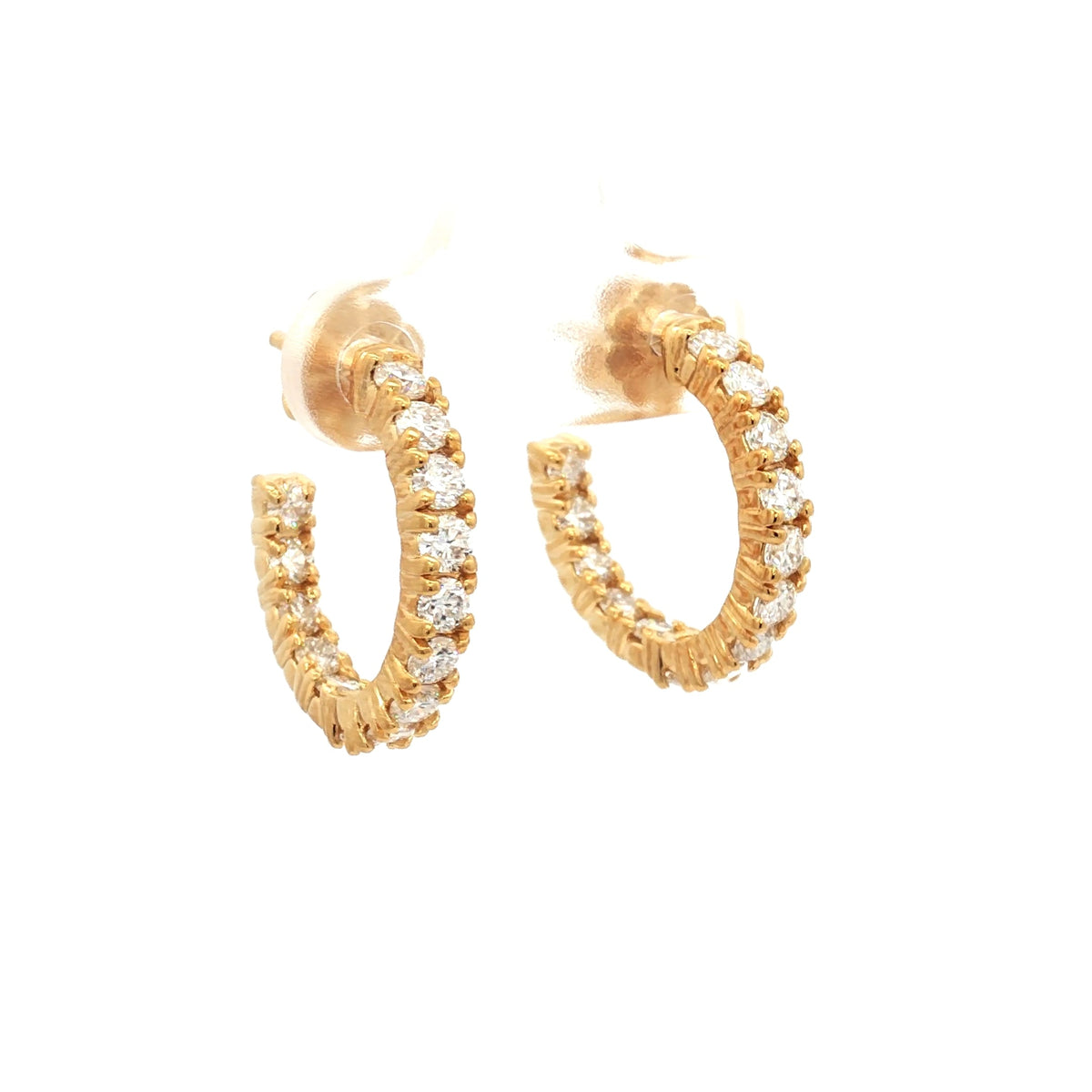 Diamond Hoop Earrings with Inner Diamonds
