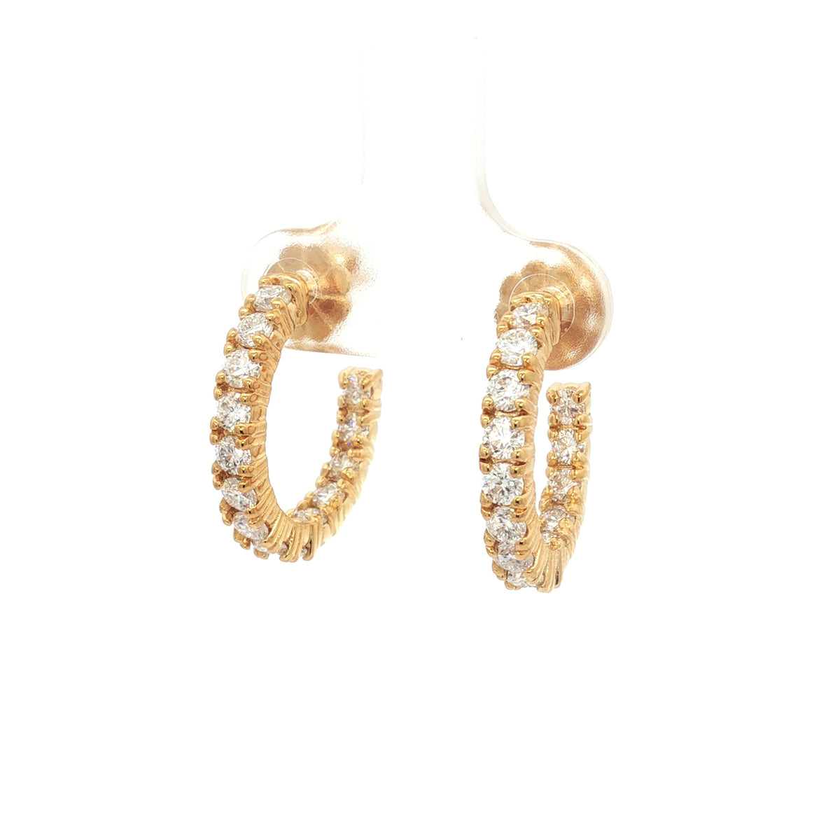 Diamond Hoop Earrings with Inner Diamonds