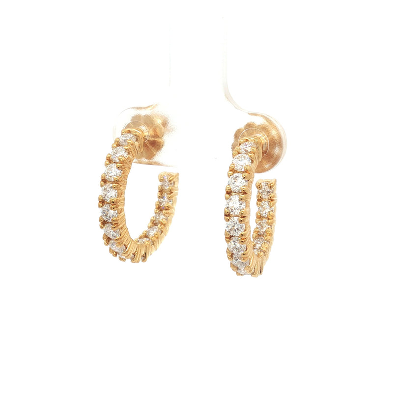 Diamond Hoop Earrings with Inner Diamonds