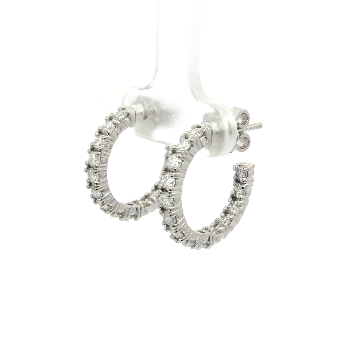 Diamond Hoop Earrings with Inner Diamonds