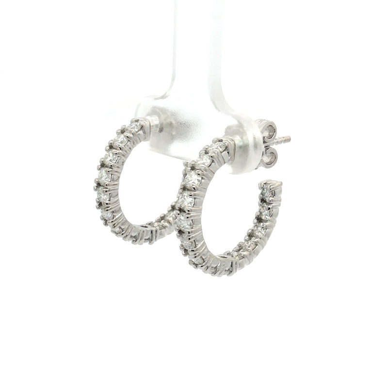 Diamond Hoop Earrings with Inner Diamonds
