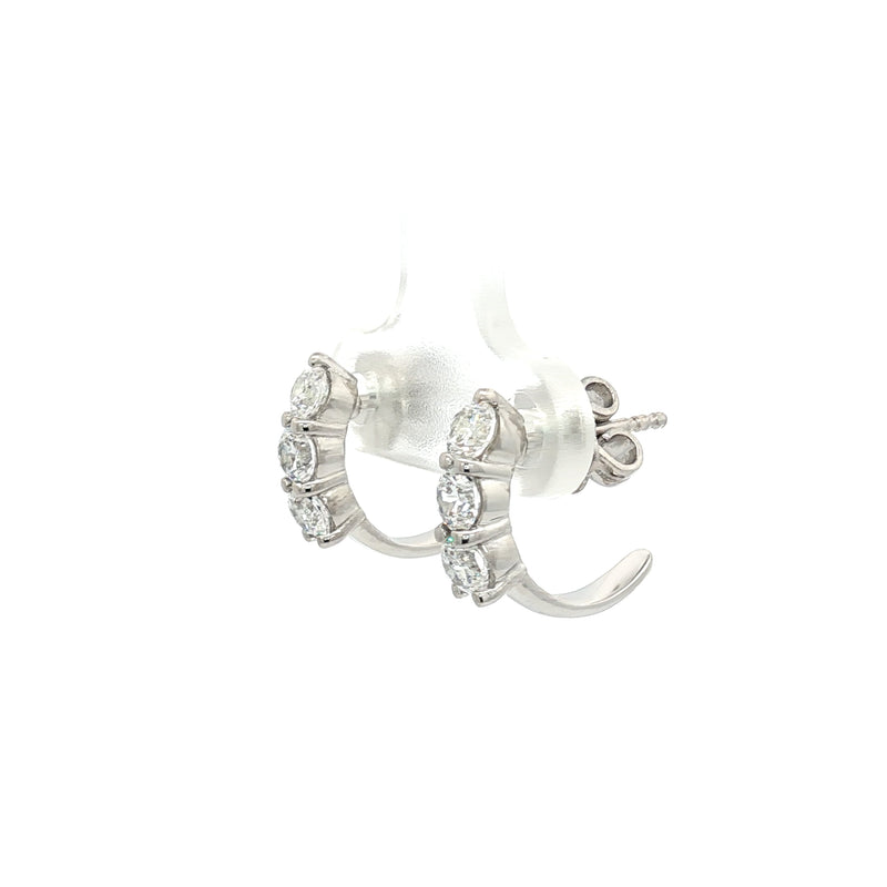 Petite Three Stone Brillant Cut Huggies