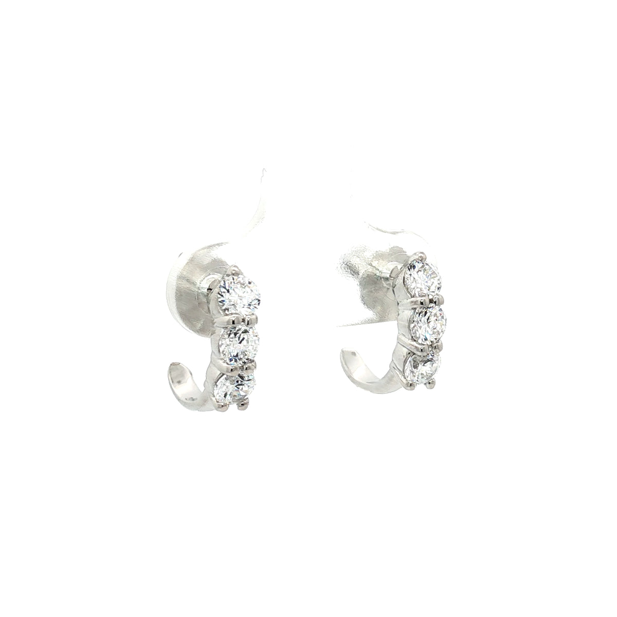 Petite Three Stone Brillant Cut Huggies