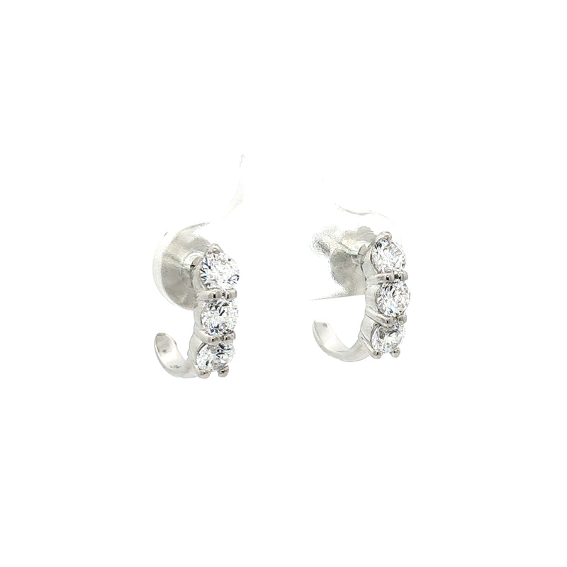 Petite Three Stone Brillant Cut Huggies