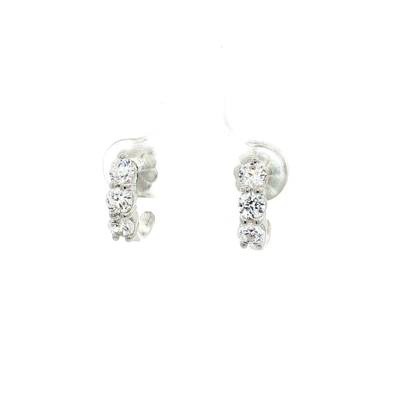 Petite Three Stone Brillant Cut Huggies