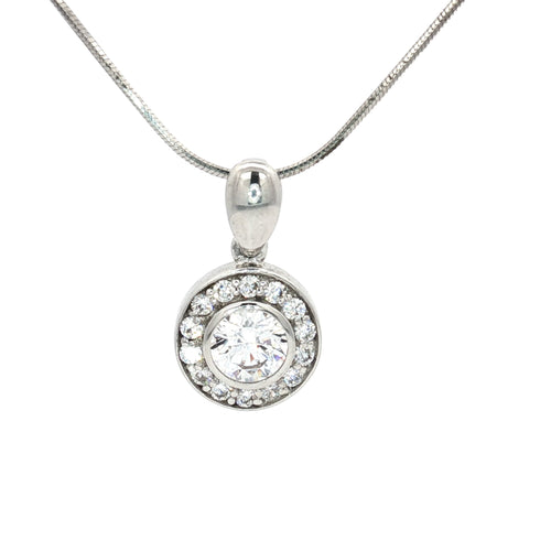 The Bezel Set Halo Pendant