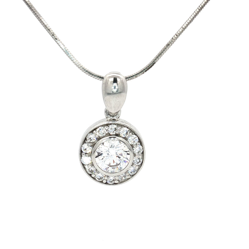 The Bezel Set Halo Pendant