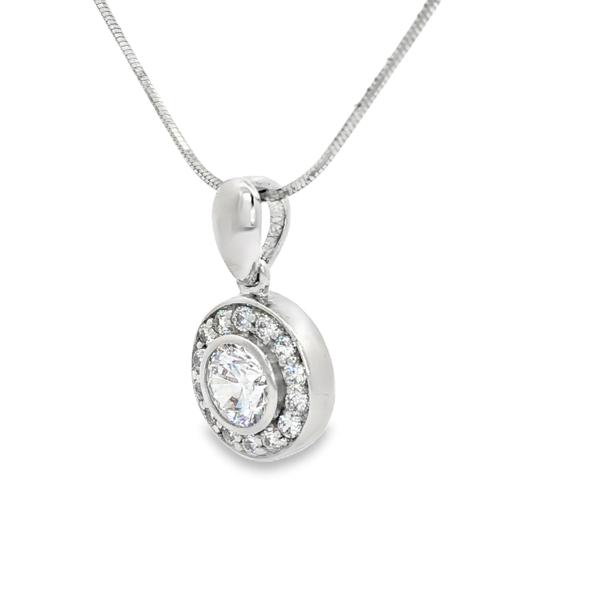 The Bezel Set Halo Pendant