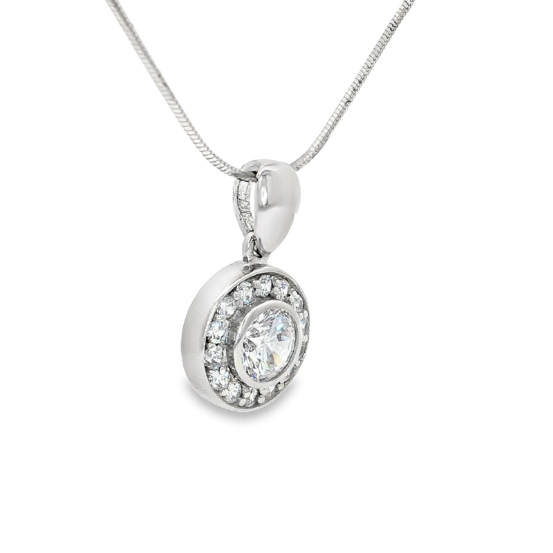 The Bezel Set Halo Pendant