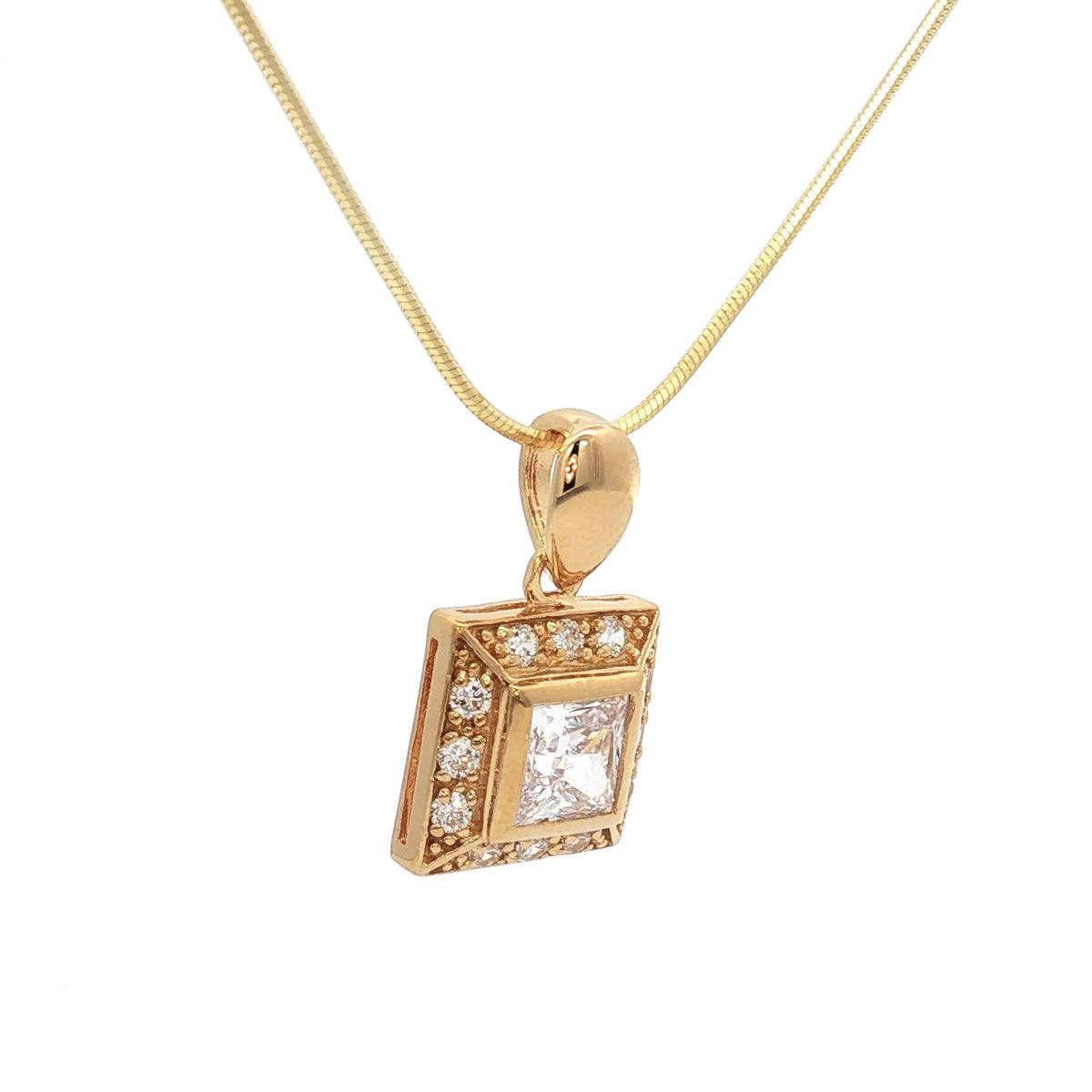 The Princess Cut Halo Pendant