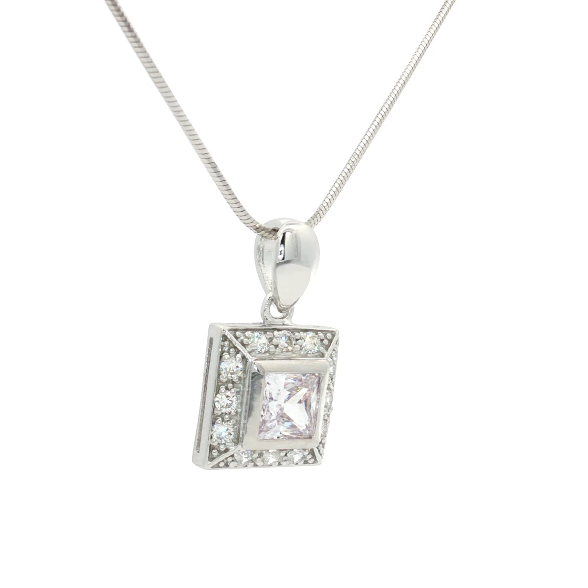 The Princess Cut Halo Pendant