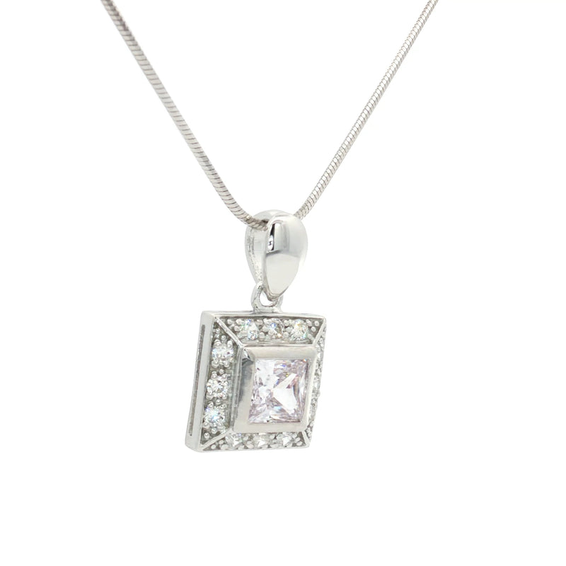 The Princess Cut Halo Pendant