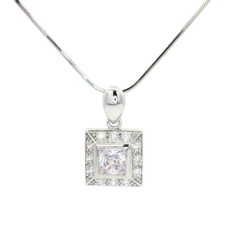 The Princess Cut Halo Pendant