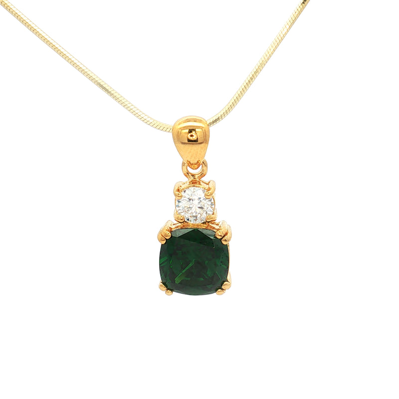 The Meghan Pendant with a Emerald on Yellow
