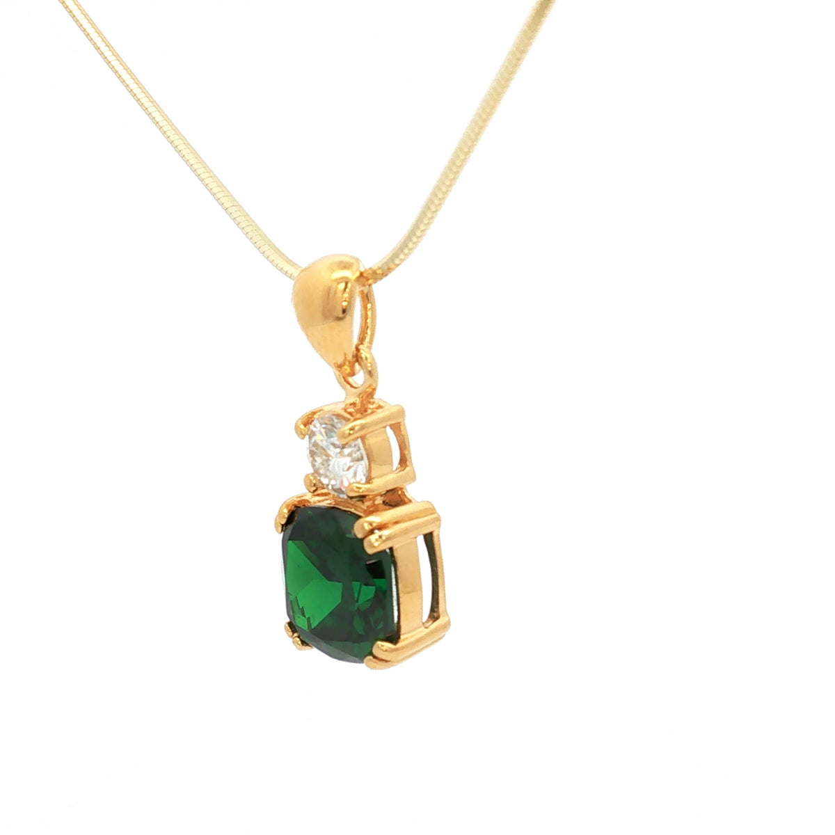 The Meghan Pendant with a Emerald on Yellow
